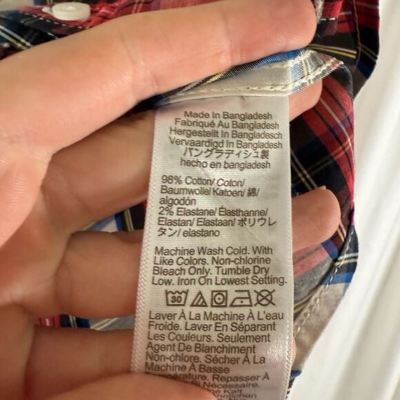 CrewCuts Dress Shirt Boys 18-24 Months Red Blue Plaid Button Up Shirt Collared - Picture 5 of 6